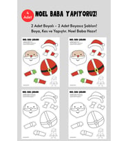 Noel Baba Şablonu, 4 Adet A4 Boyutta Kalın ve Sert Kağıt.