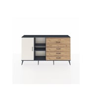 Arges Konsol 4 Raflı 4 Çekmeceli Tek Kapaklı  176x30x99 Antrasit-Aytaşı/Çam