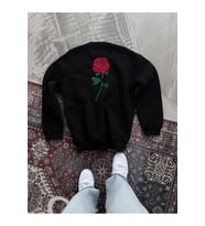 Oversize Üç İplik Bisiklet Yaka Baskılı SweatShirt - Siyah