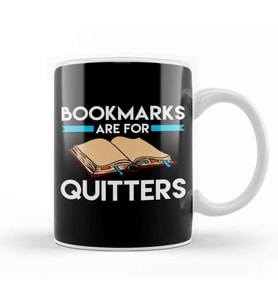 Bookmarks are for Quitters Funny Reading Pun Kupa Bardak Porselen