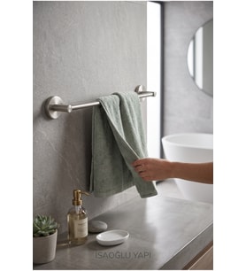 Banyo Havluluk Leke Kireç Tutmayan Uzun Havluluğu Mat Krom
