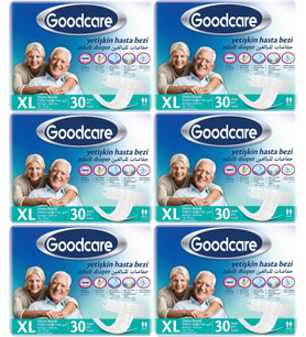 Goodcare Hasta Bezi Yetişkin Bel Bantlı Tekstil Yüzey XL Extra Large- Ekstra Büyük 180 Adet (6PK*30)