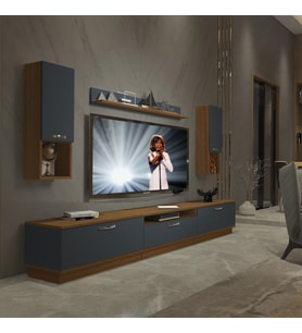 Decoraktiv Trendstyle 270DA Mdf Tv Ünitesi Tv Sehpası - Ceviz Antrasit (Antrasit - Ceviz)