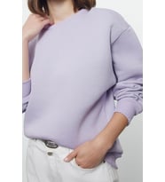 Regular Bisiklet Yaka Düşük Kol Regular Kalın İçi Polarlı Normal Kalıp Basic Örme Sweatshirt
