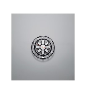Modern Lotus Desenli Siyah-Gumus Ayna Pleksi Dekoratif Duvar Saati - Sessiz Mekanizma (Gümüş)