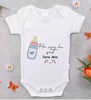 BK Kids İsimli Her Şeyin Başı Süt Tasarımlı Bebek Body Zıbın - Model 1