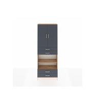 Arges Dolap 5 Raflı 4 Çekmeceli 2 Kapaklı 88x30x243 Çam-Antrasit