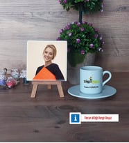 Diyetisyen Fotoğraflı Dekoratif Taş, Ahşap Altlıklı Türk Kahvesi Fincanı Hediye Diyetisyene Hediye Diyetisyenler Günü Hediyesi (Model 2)