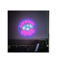 FISH&CHIPS OPEN Yazılı ve Şekilli Neon Tabela