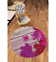 Fuşya Çınar 3D Kaymaz Tabanlı Antre İçin Yuvarlak Halı AR413 - 100 x 100 cm