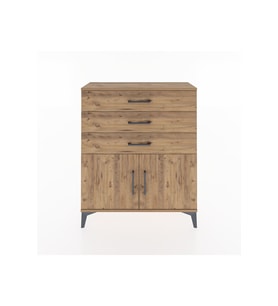 Arges Şifonyer Tek Raflı 3 Çekmeceli 2 Kapaklı 88x30x106 Çam-Çam