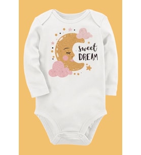 Organik Baskılı Pamuklu Unisex Bebek Body UZUNKOLE128