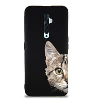 Oppo Reno 2Z Soft Premier Kapak Catface Tasarımlı Silikon Kılıf - Siyah (Şeffaf)