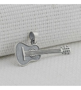 Gitar Tasarımlı 925 Ayar Gümüş Erkek Kolye Ucu