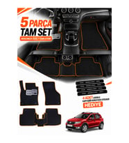 e-biz DACİA SANDERO STEPWAY (2012-2020) Uyumlu EVA Oto Paspas Metal Topukluklu Havuzlu Siyah-Taba