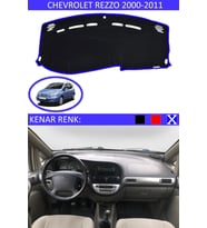Chevrolet Rezzo 2000-2011 Için Uygun Torpido Koruma Halısı Siyah Kenar Renk Mavi