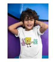 Unisex Sporcu Süngerbob Baskılı Çizgi Film Çocuk Tişört (1-12 YAŞ)