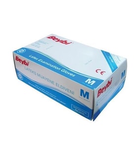 Beybi Lateks Pudralı (M) Medium Beden Muayene Eldiven 100lü Paket