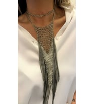 Çok Katlı Gümüş Renk Zincir Kolye (Pirinç Kaplama)