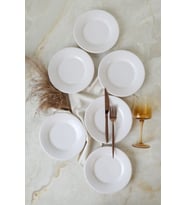 Keramika Beyaz Linda Pasta Tabağı 19 Cm 6 Adet 006