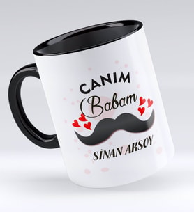 BK Gift Kişiye Özel Canım Babam Tasarımlı Siyah Kupa Bardak - Model 2