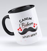 BK Gift Kişiye Özel Canım Babam Tasarımlı Siyah Kupa Bardak - Model 2