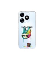 Tecno Spark 10C ile Uyumlu Splash Tembel Hayvan Tasarımlı Şeffaf Silikon Kılıf