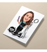Kişiye Özel Kuaför Kadın Karikatürlü Tebrik Kartı