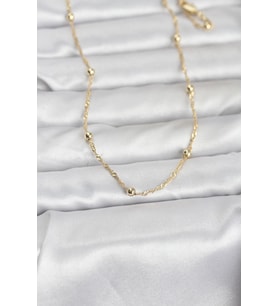 CM 14K Gold Renk Burgu ve Top Zincirli Model 60 cm Kadın Kolye 5886 - HPSBYI8835-9889