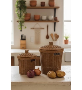 Rattan Konik 2'li Kapaklı Sepet