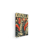 Dikey Kanvas Tablo Salon Duvar Tablosu Catzilla Yeni Ev Hediyesi Ofis Tablosu