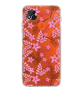 Xiaomi Redmi 9C  Kamera Korumalı Kapak Floral Pembe Tasarımlı Şeffaf  Kılıf