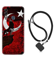 Tecno Spark 8T Kılıf Resimli Boyun Askılı İpli Desenli Silikon Wolf and Moon 2 1381