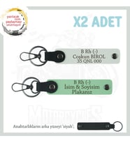 Hız Tutkunlarına Özel İsim Plaka, B Rh (-) Kan Grubu Yazılı Deri x2 Anahtarlık Set, Yeşil-Beyaz-Syh (Çok Renkli)