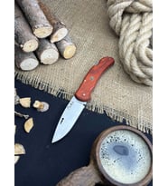 Piknik Çakısı Kamp Bıçağı Katlanabilir Çakı Outdoor Bıçak Deri Kılıf Hediyeli Paduk Ağacı Saplı 21 cm
