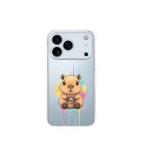 iPhone 17 Pro Max ile Uyumlu Splash Kapibara Tasarımlı Şeffaf Silikon Kılıf