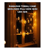 Cami Figürlü Ramazan LED Işık Zinciri – Pilli Sıcak Sarı Dekoratif Aydınlatma