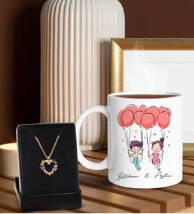 BK Gift Kişiye Özel Kupa ve Zirkon Taşlı Kalp Kolye-5, Sevgiliye Hediye, Doğum Günü Hediyesi, Yıl Dönümü Hediyesi