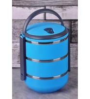 3 Katlı Taşınabilir Yemek Saklama Kabı 2,25 Litre Mavi
