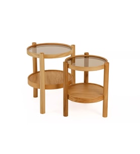RİTİM 2’Lİ ZİGON SEHPA CAMLI ÇAP 40-45CM