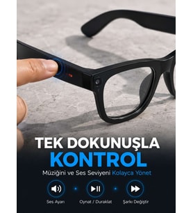 Siyah AI Destekli Akıllı Gözlük Dahili Kameralı Çoklu Dil Çeviri Bluetooth Müzik ve Arama Özellikli