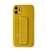 Apple İphone 12 Kılıf Coco Karbon Standlı Kapak - Sarı