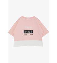 Breeze Kız Çocuk Crop Tişört Yanları Yırtmaçlı Yazı Baskılı 9-14 Yaş, Pembe