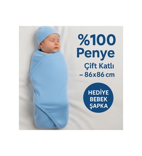 Çok Amaçlı Yenidoğan Penye Bebek Battaniyesi Bebek Örtüsü Erkek Bebek Mavi