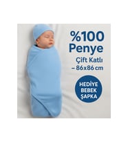Çok Amaçlı Yenidoğan Penye Bebek Battaniyesi Bebek Örtüsü Erkek Bebek Mavi