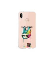 Huawei P20 Lite ile Uyumlu Splash Tembel Hayvan Tasarımlı Şeffaf Silikon Kılıf