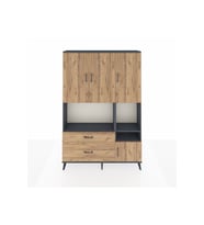 Arges Gardrop 7 Raflı 2 Çekmeceli 4 Kapaklı 132x30x195 Antrasit-Çam
