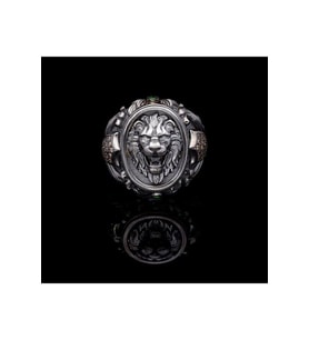 Aslan (LİON) Oval Tasarım Şampanya Renk Taşlı 925 Ayar Gümüş Sevgiliye Eşe Hediye Yüzük