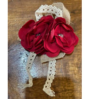 11X8 CM ÇİFT GÜLLLÜ KIRMIZI TAŞLI BROŞ YAKA İĞNESİ