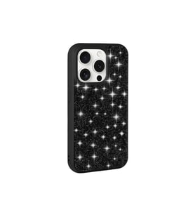 Apple iPhone 15 Pro Uyumlu Kılıf Parlak Taşlı Tasarım Zore Pırlanta Kapak (Siyah)